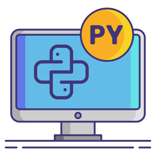 Python logo on computer monitor icon