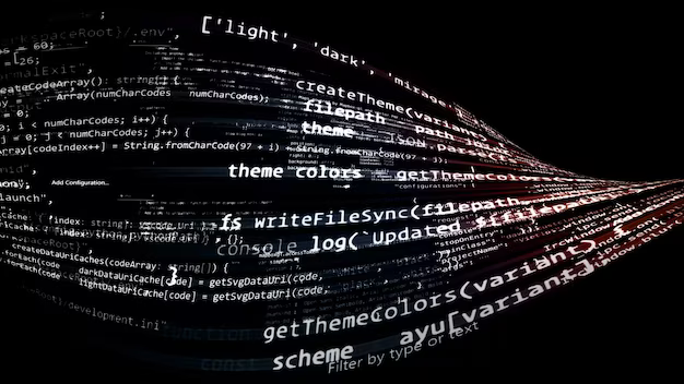 3d rendering of abstract code on black background