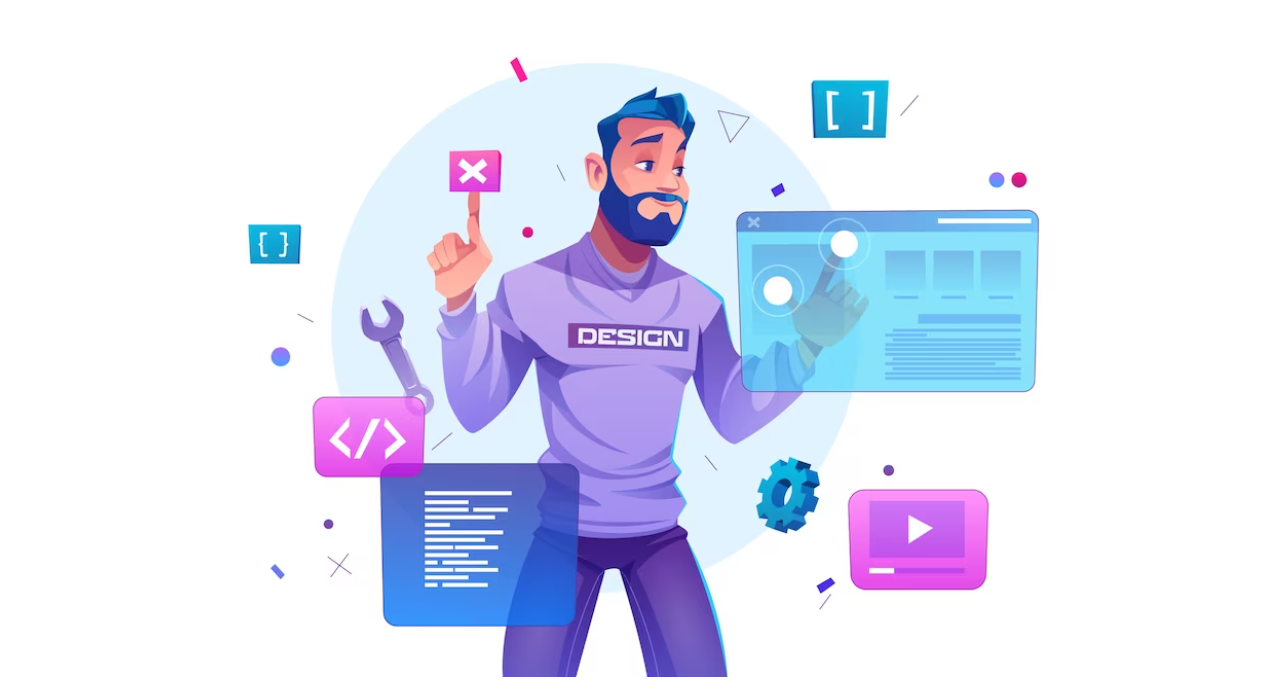 An illustrated man engaging